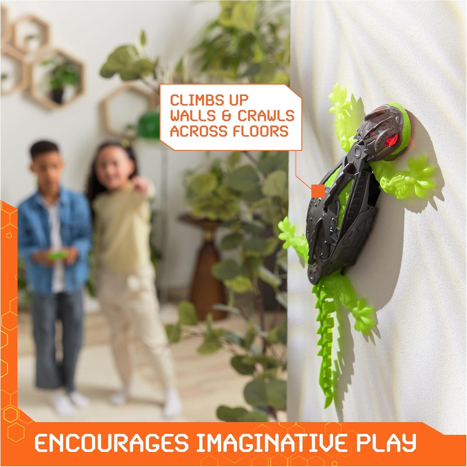 HEX BOTS Wall Crawler Gecko with Official Wall Climber Technology, Rechargeable Remote Control Robot Kids Toys, Prank Toys for Boys & Girls Ages 4 & Up