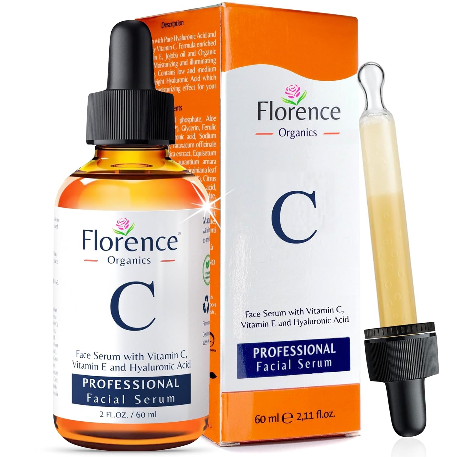 Vitamin C Serum for Face – anti Aging Face Serum with Vitamin C, Hyaluronic Acid, Vitamin E. Brightening Formula. Improve Appearance of Dark Spots, Tone, Fine Lines & Wrinkles, Glowing Skin 2 Fl Oz