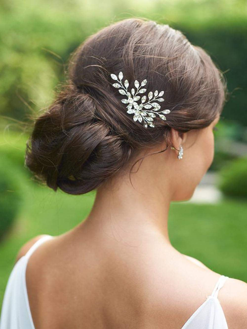 Rhinestone Bride Wedding Hair Pins Bridal Hair Clips Crystal Hair Piece Decorative Bridesmaids Hair Accessories for Women and Girls Pack of 2 (A-Silver)